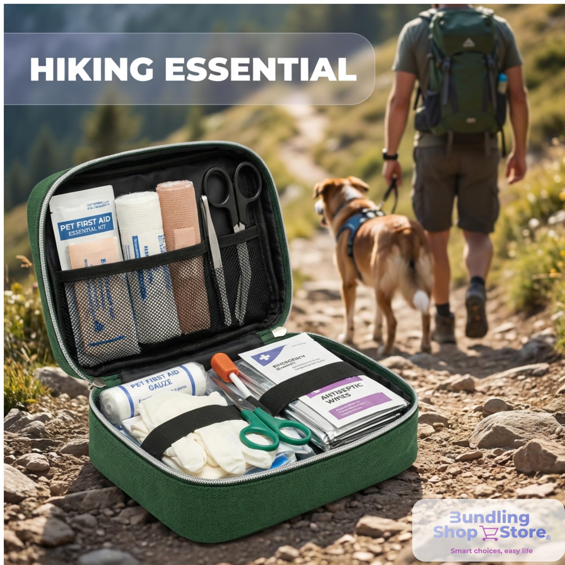 Premium Pet First Aid Kit for Dogs & Cats - 60pc - Mini First aid kit Compact Emergency Medical Supplies - Lightweight & Waterproof Case for Hiking, Travel & Home - Includes Tick Remover & Emergency - image 7