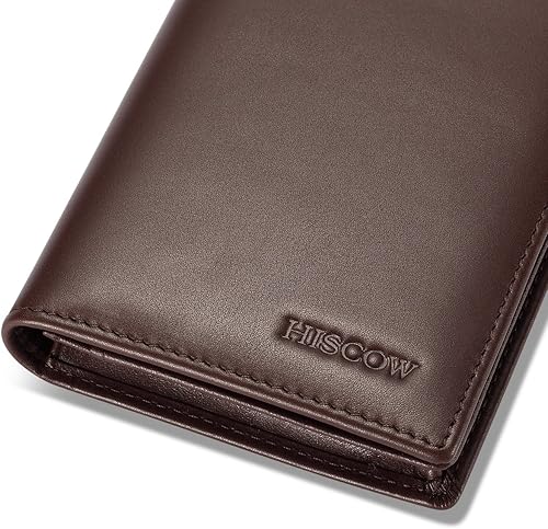 Miniatura 9 de HISCOW Cartera larga plegable con 15 ranuras para tarjetas de crédito, piel de becerro italiana, Café, Cartera plegable