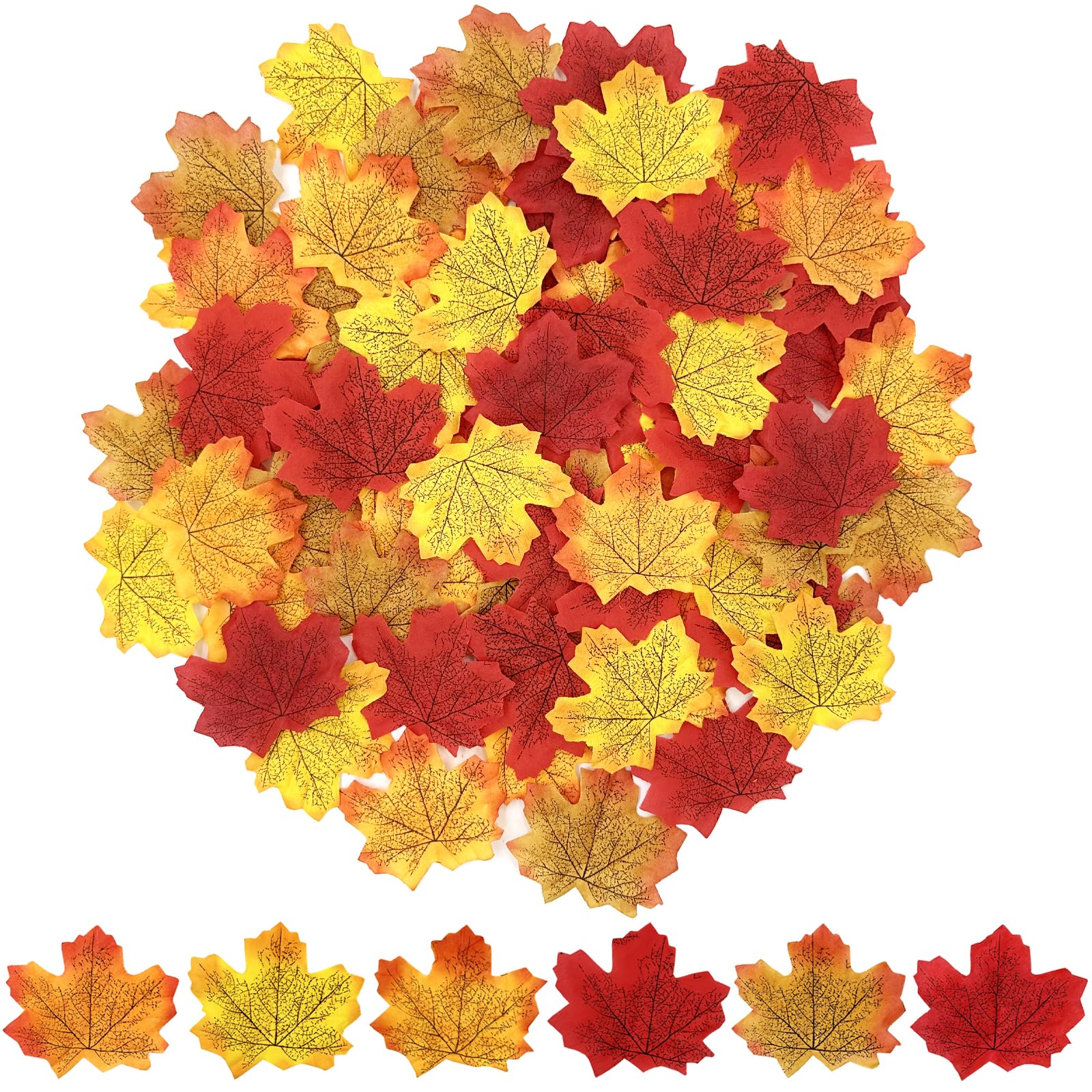 300 Pcs Autumn Leaves,Artificial Autumn Maple Leaves,6 Assorted Mixed Leaf, Fake Leaves Autumn,Fall leaves for Craft,Table Scatters,Halloween,Thanksgiving Day,Wedding Decoration