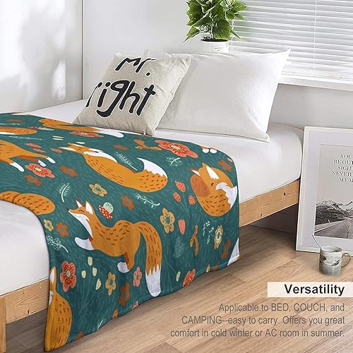 Miniatura 7 de Manta de zorro para niñas, mujeres, manta de zorros para niños y adultos, manta de forro polar suave, cálida y acogedora para sofá, cama, 40 x 50