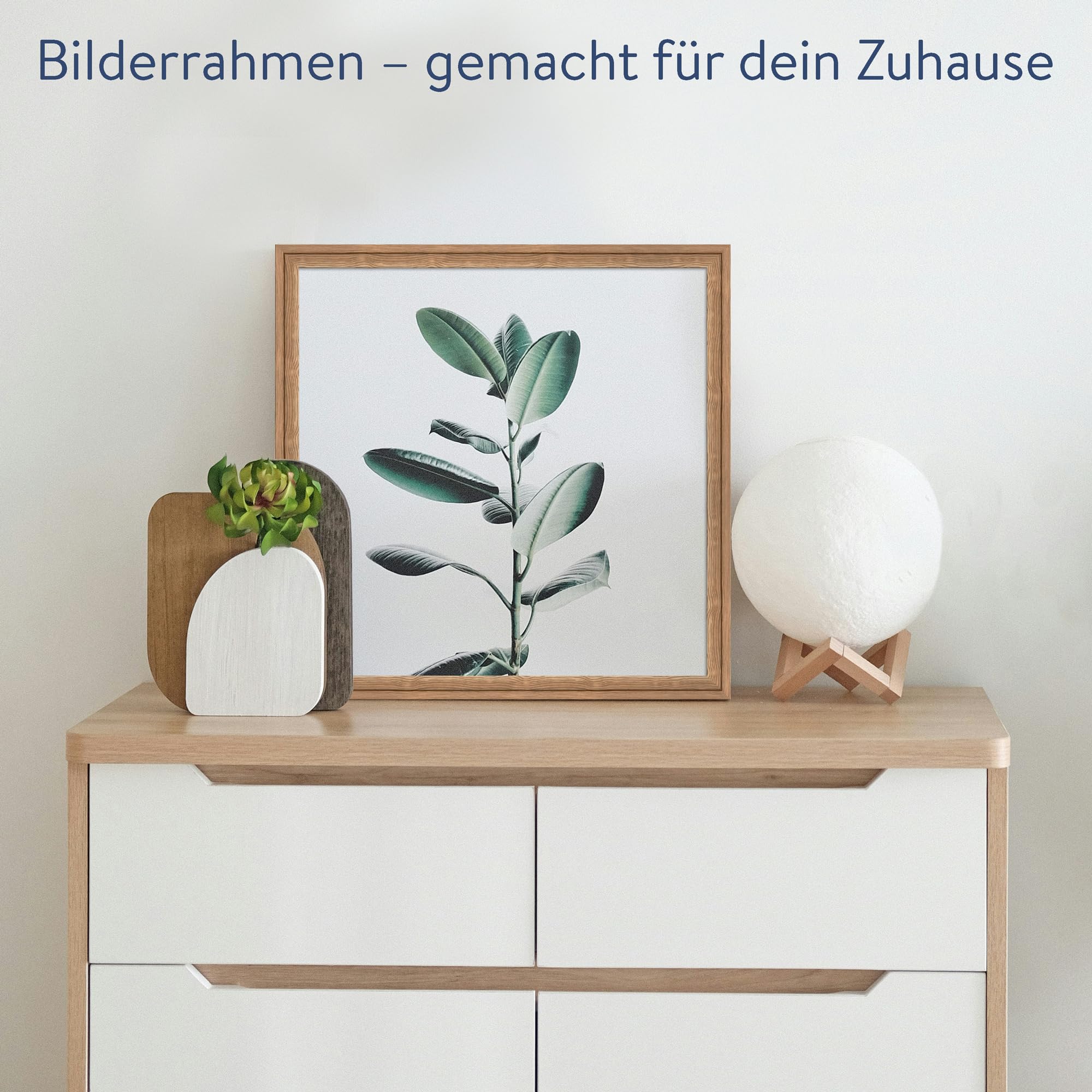 WANDStyle Bilderrahmen 50x50 Eiche, rustikaler Bilderrahmen Holz 50x50 cm | Hochwertiger Holzbilderrahmen, Posterrahmen zum Aufhängen, Rahmen 50x50 cm, Fotorahmen H025 - Made in Germany