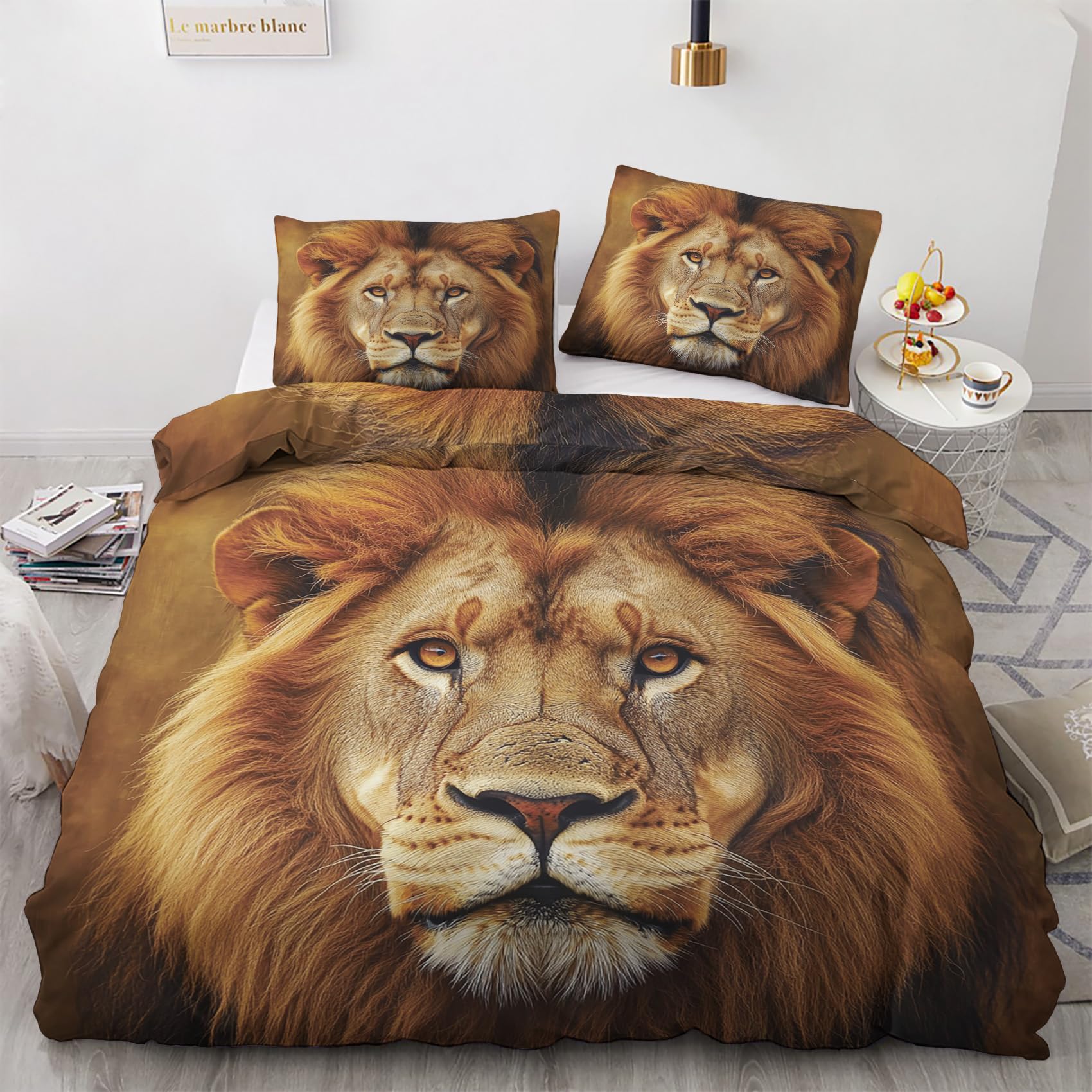 Housse de couette lion zippée 220x240 pour finir avec les couettes qui glissent du lit