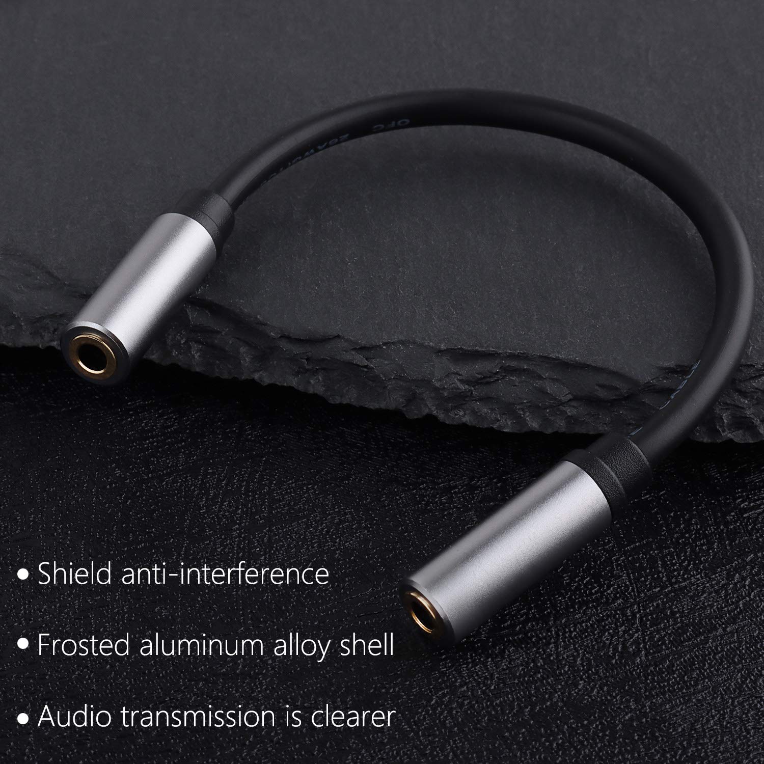 3,5 mm Buchse auf Buchse Adapterkabel TRS Stereo Audio AUX Stecker Cod für Kopfhörer, Auto, HiFi – 15 cm (6 Zoll) (grau)
