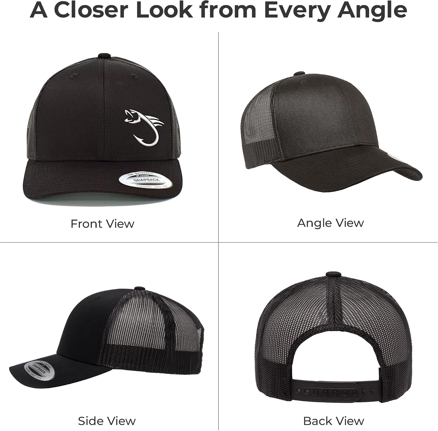 Embroidered Fishing Trucker Hat – Breathable Mesh Snapback Cap for Men & Women, Dad Fishing Gift, Outdoor Hat