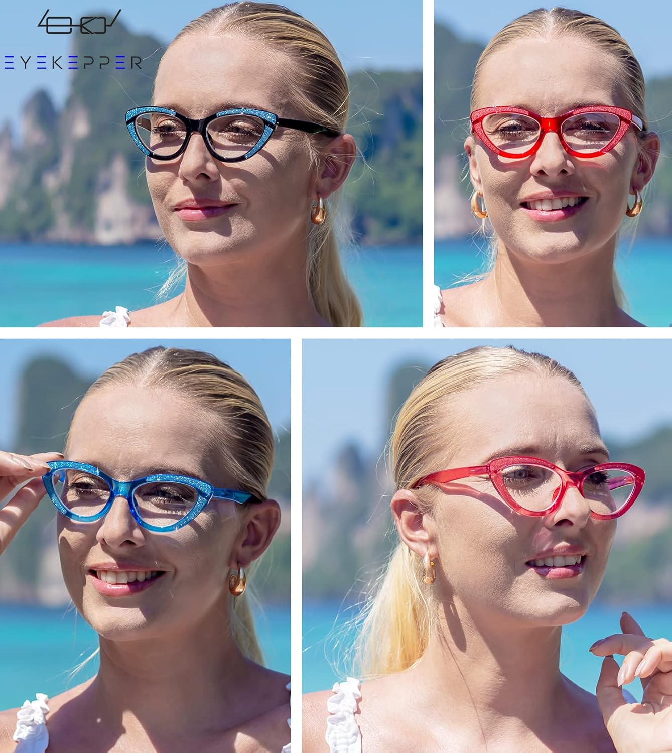Eyekepper 4-pack Cat-eye Design Reading Glasses for Women Reading - Chic Ladies Readers