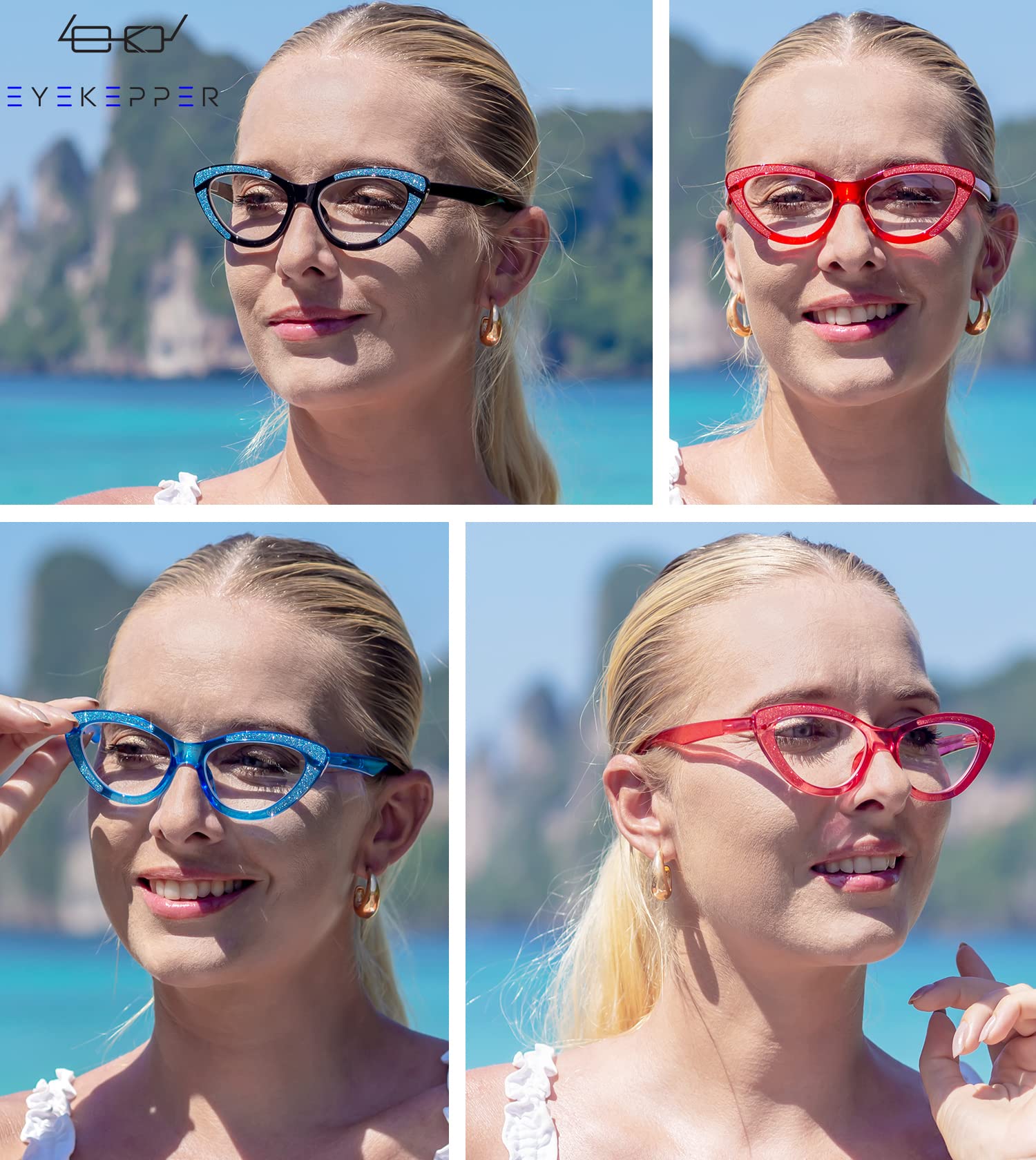Eyekepper 4-pack Cat-eye Design Reading Glasses for Women Reading - Chic Ladies Readers +2.00