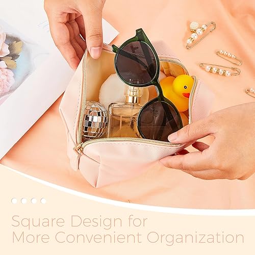 Miniatura 5 de 8 bolsas de maquillaje de piel sintética, bolsa de cosméticos impermeable, pequeña bolsa de aseo portátil, organizador de cosméticos, bolsa de