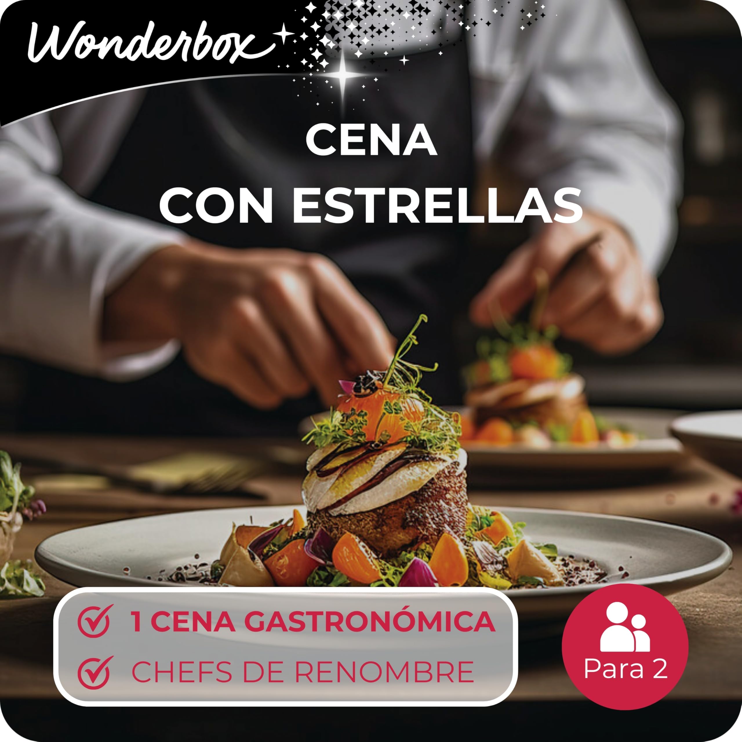 WONDERBOX - Caja Regalo - Cena con Estrellas - 1 Cena gastronómica para 2 Personas a Elegir Entre 55 restaurantes - Ideas Regalo Hombre Mujer Pareja Original