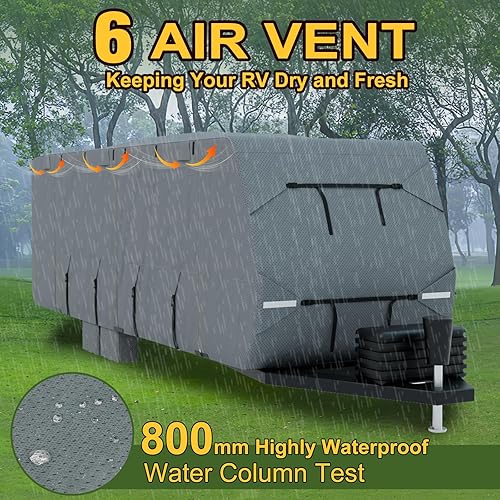 Miniatura 6 de Mofeez Funda para remolque de viaje, extra gruesa, 5 capas mejoradas, para cubierta de caravana de 22 a 24 pies, resistente al viento, impermeable,