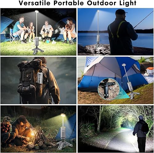 Miniatura 9 de Luces de campamento recargables, linterna de campamento desmontable con soporte, lámpara telescópica impermeable para campamento, luz magnética para