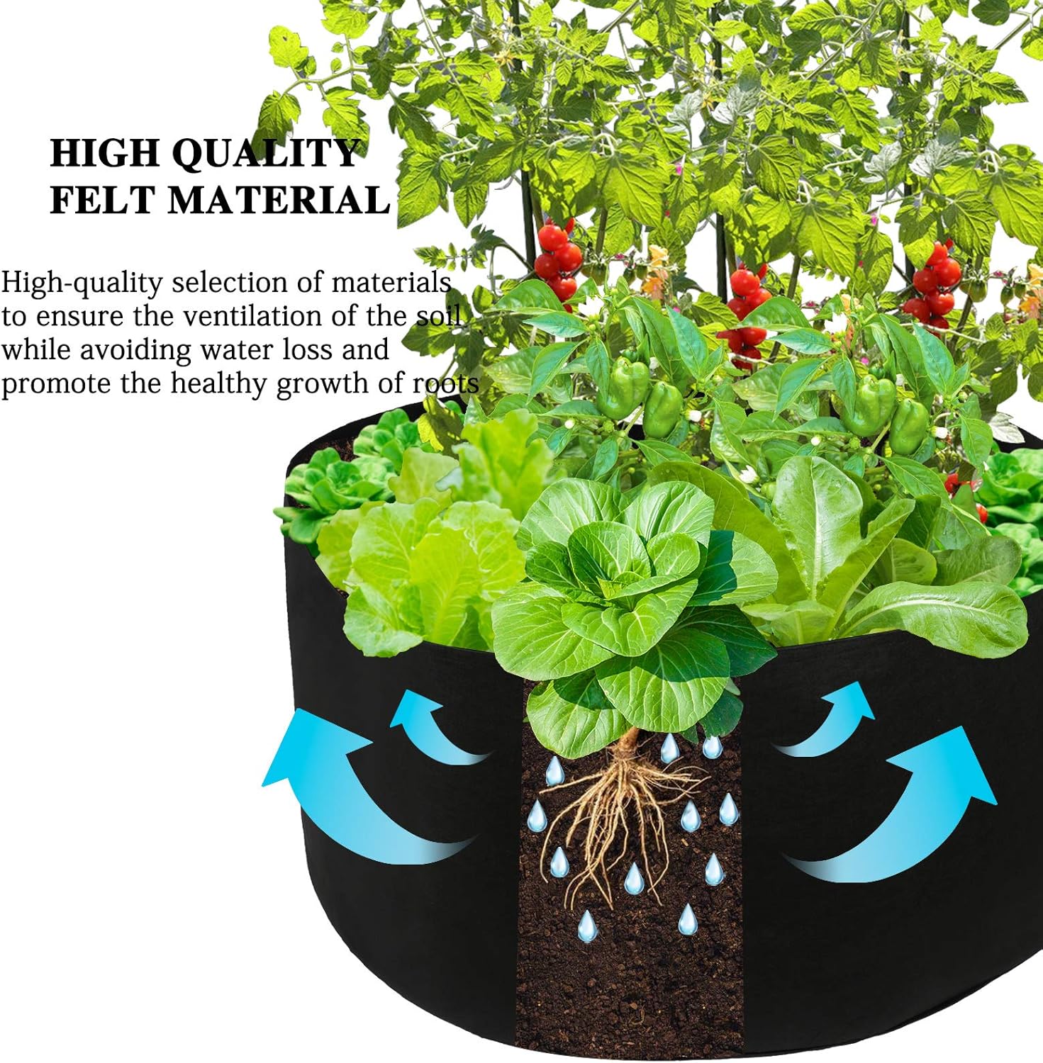 Firlar 2 Pack Raised Garden Bed, Fabric Raised Planting Bed, 150 Gallon Breathable Garden Grow Bags Round Planter for Plants Box, Herb, Flowers and Vegetables, 46 x 22 inch