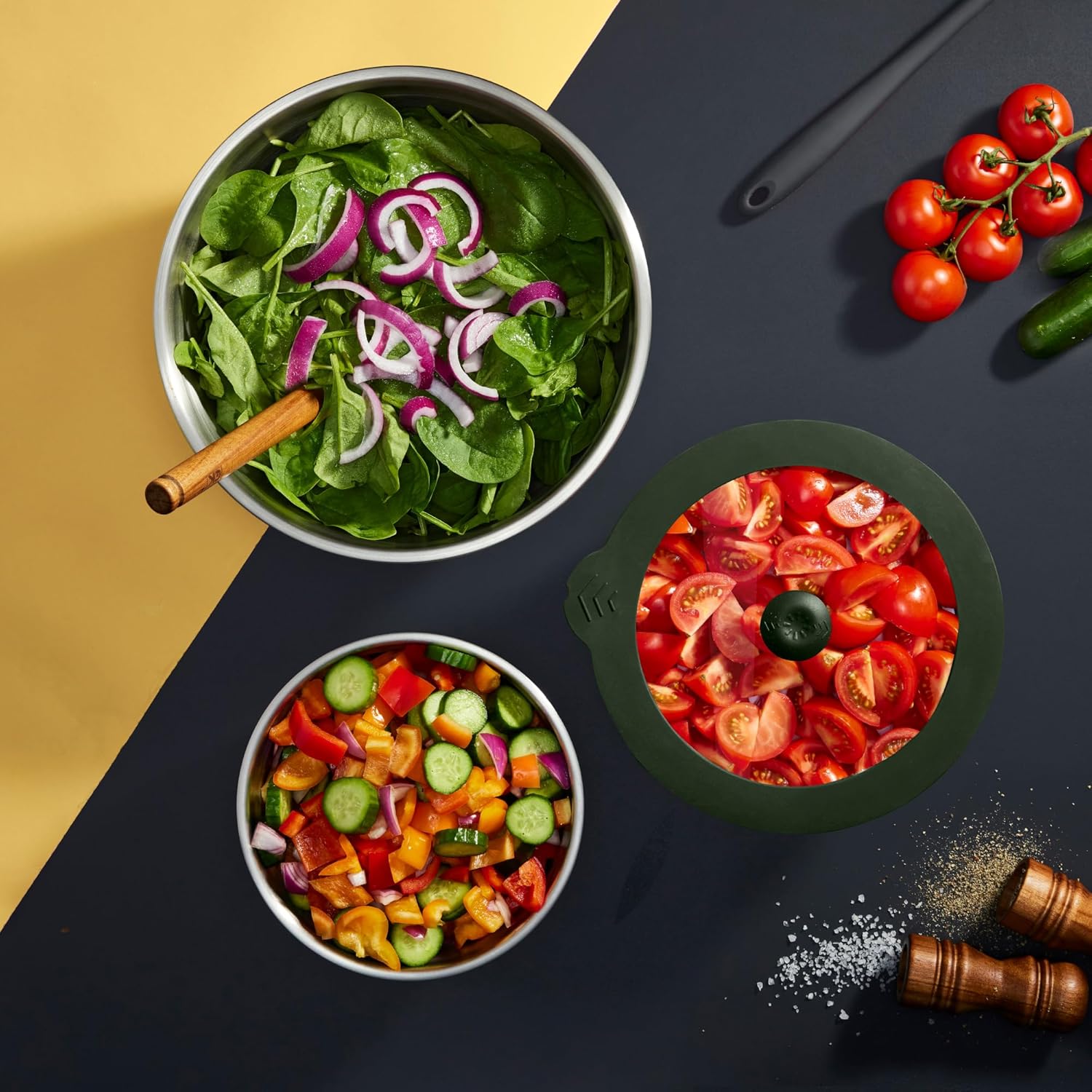 Vibrant Veggies in Earthmade Steel Bowls