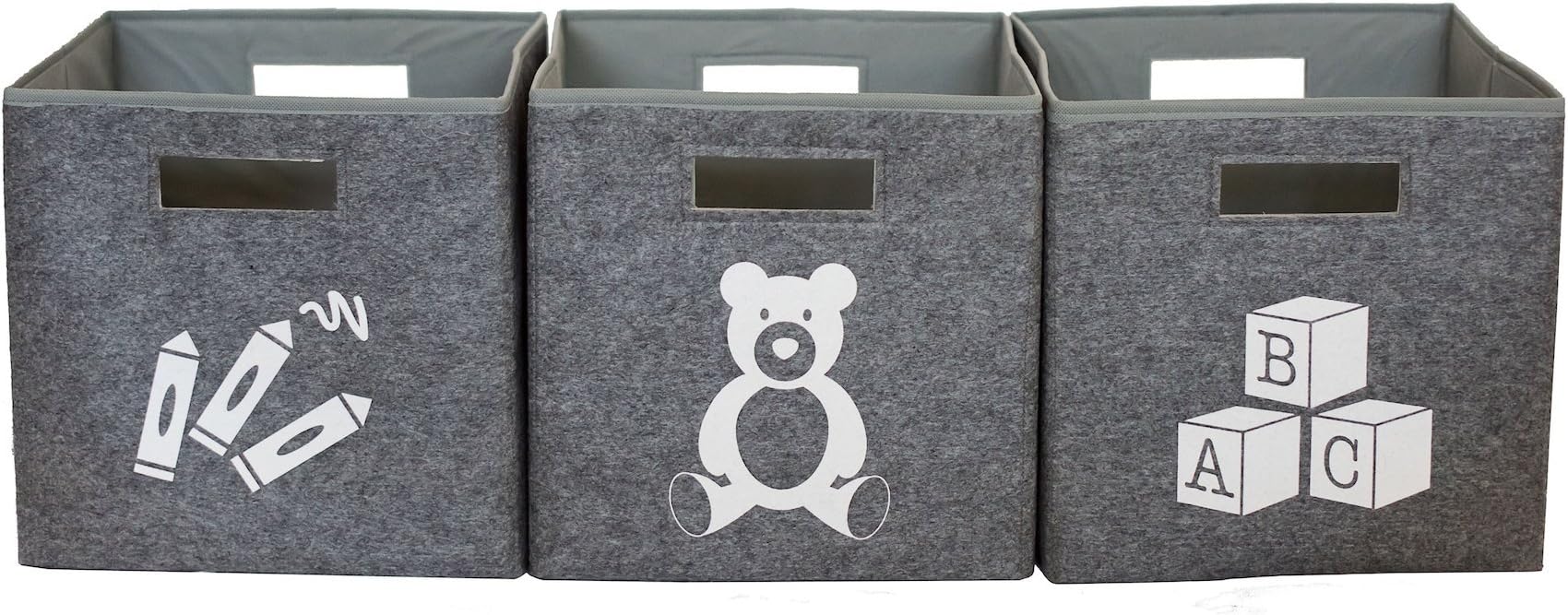 Foldable Storage Cubes (Set of 3) - Farmhouse Style Nursery & Playroom Organization - Toy Storage Bins make perfect Baby Shower Gift. Teach Kids to Organize Toys.