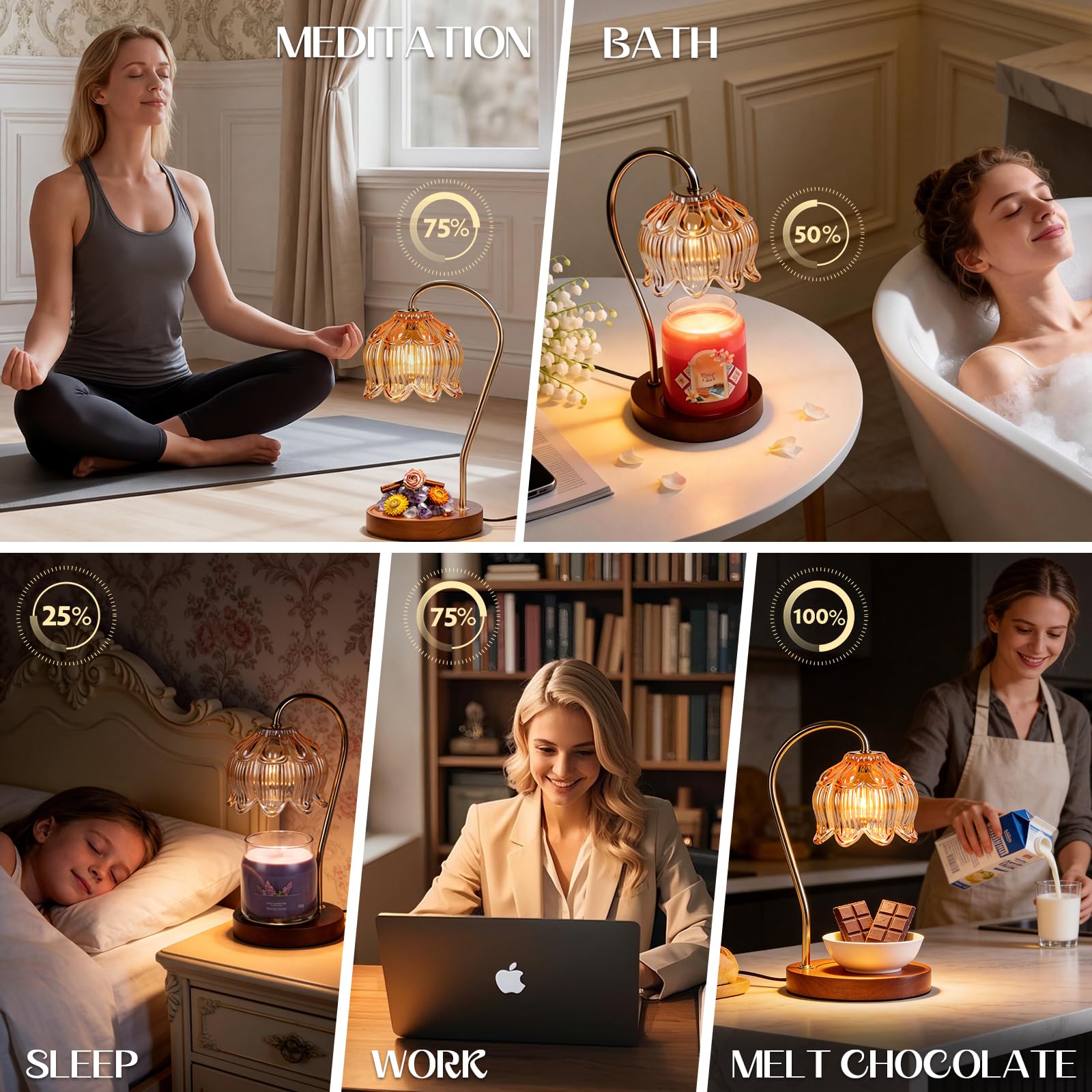 Luxe Kaarswarmers Etc Aurora Kaars Warmer Lamp Was Smeltbranders Met Marmeren Ba