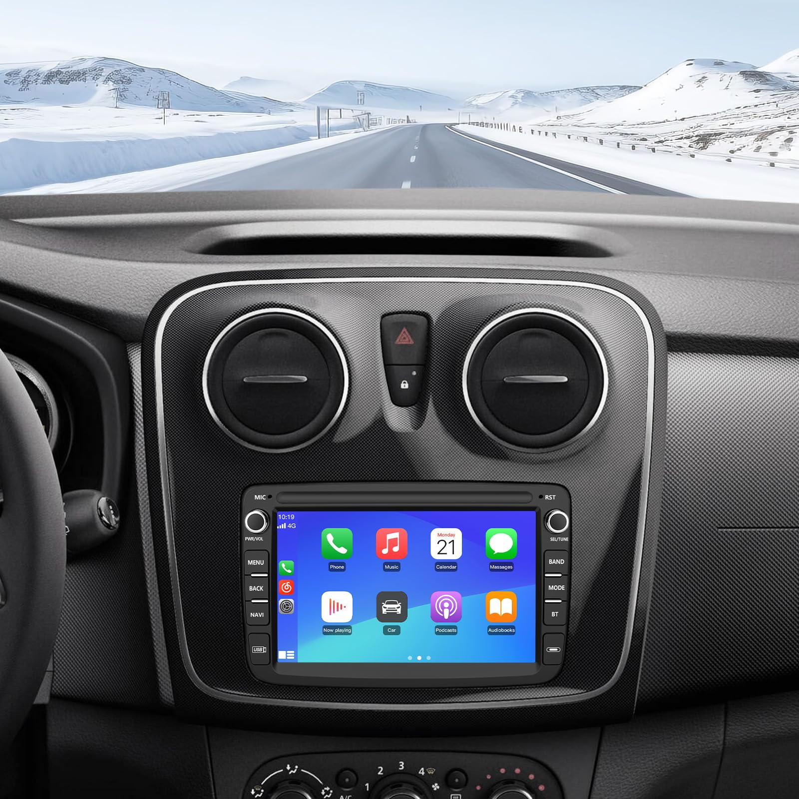 AWESAFE Autoradio Android pour Renault Dacia Duster Sandero Captur Lodgy Symbol Logan Dokker, 7" Écran Tactile [2Go+64Go], CarPlay & Android Auto, GPS, Bluetooth, Commande au Volant, Aide au Parking