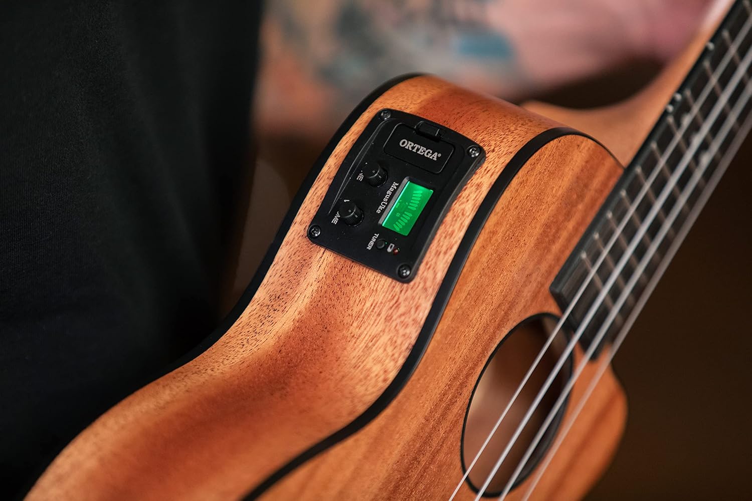 Ortega Guitars, 4-String Horizon Series Revese Headstock Concert Acoustic-Electric Ukulele, Right, Natural (RUHZ-CE-MM)
