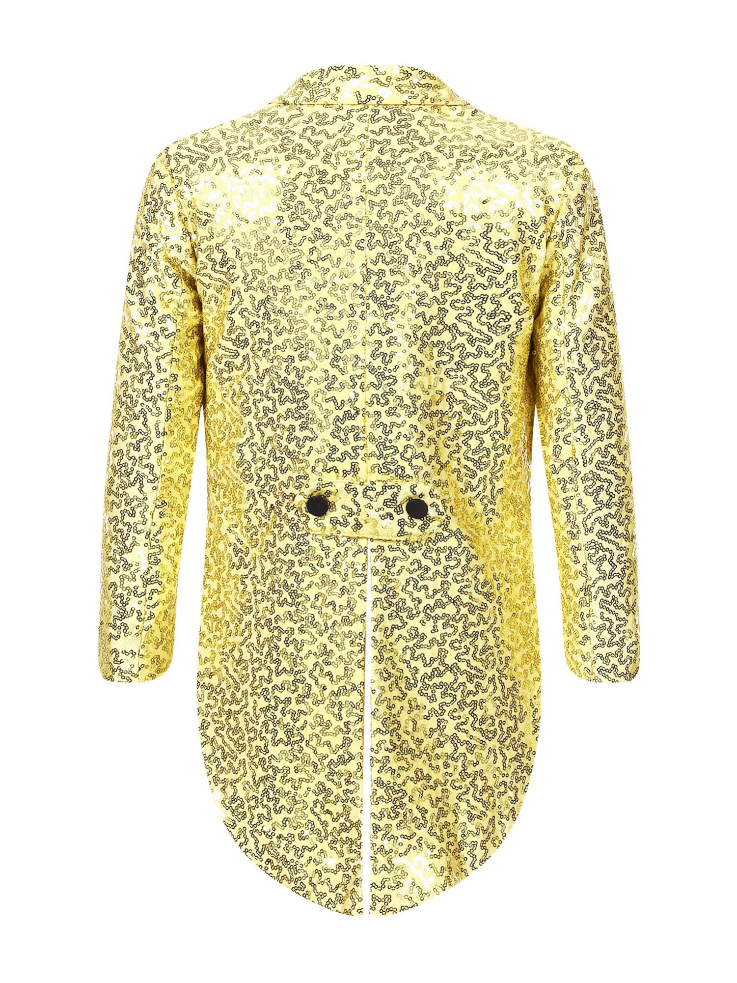 IEFIEL Esmoquin de Lentejuelas para Niño Chaqueta de Fiesta Vestir Formal de Boda Cóctel Chaqueta de Mago Disfraz de Fiesta Carnaval 5-16 Años Dorado 13-14 años