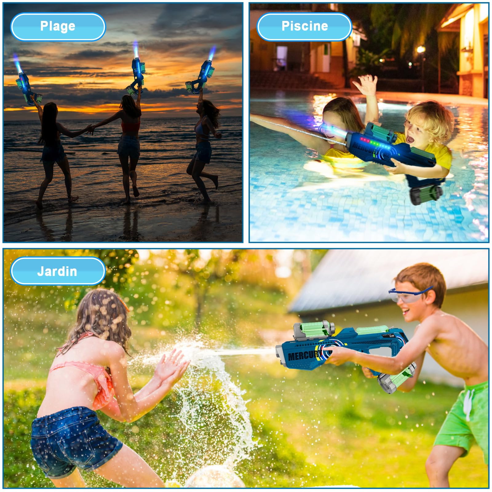 Pistolet à Eau électrique 600ml - Portée 10 M, Rechargeable, Pour Enfants Et Adultes, été Piscine Plage