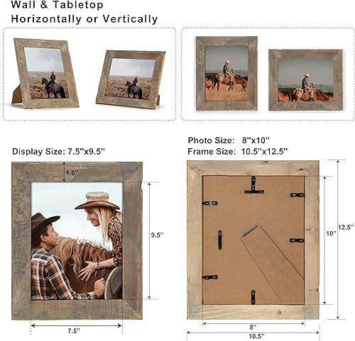 Vista 26 de Marco de fotos rústico de 18 x 24 pulgadas, marco de madera 100% recuperada con vidrio templado, marco de póster de fotos estilo granja de 24 x 18