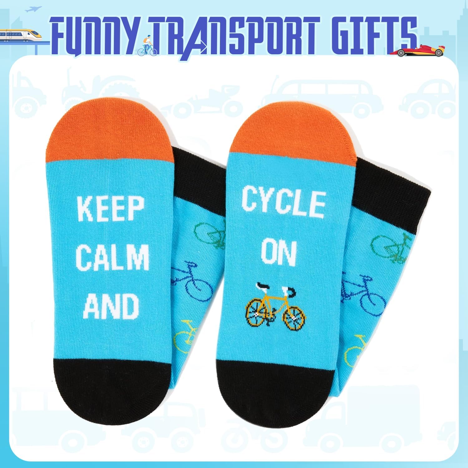 Zmart Transportation Gifts for Adult - Train Race Car Truck Bicycle Motorcycle Socks for Men - Image 4