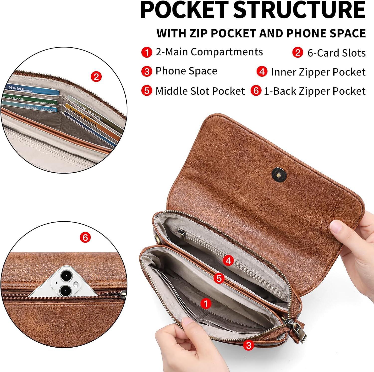 GAEKEAO Small Crossbody Bags for Women Vegan Leather Cell Phone Purse Wallet Women's Shoulder Handbags with Credit Card Slots - Image 2