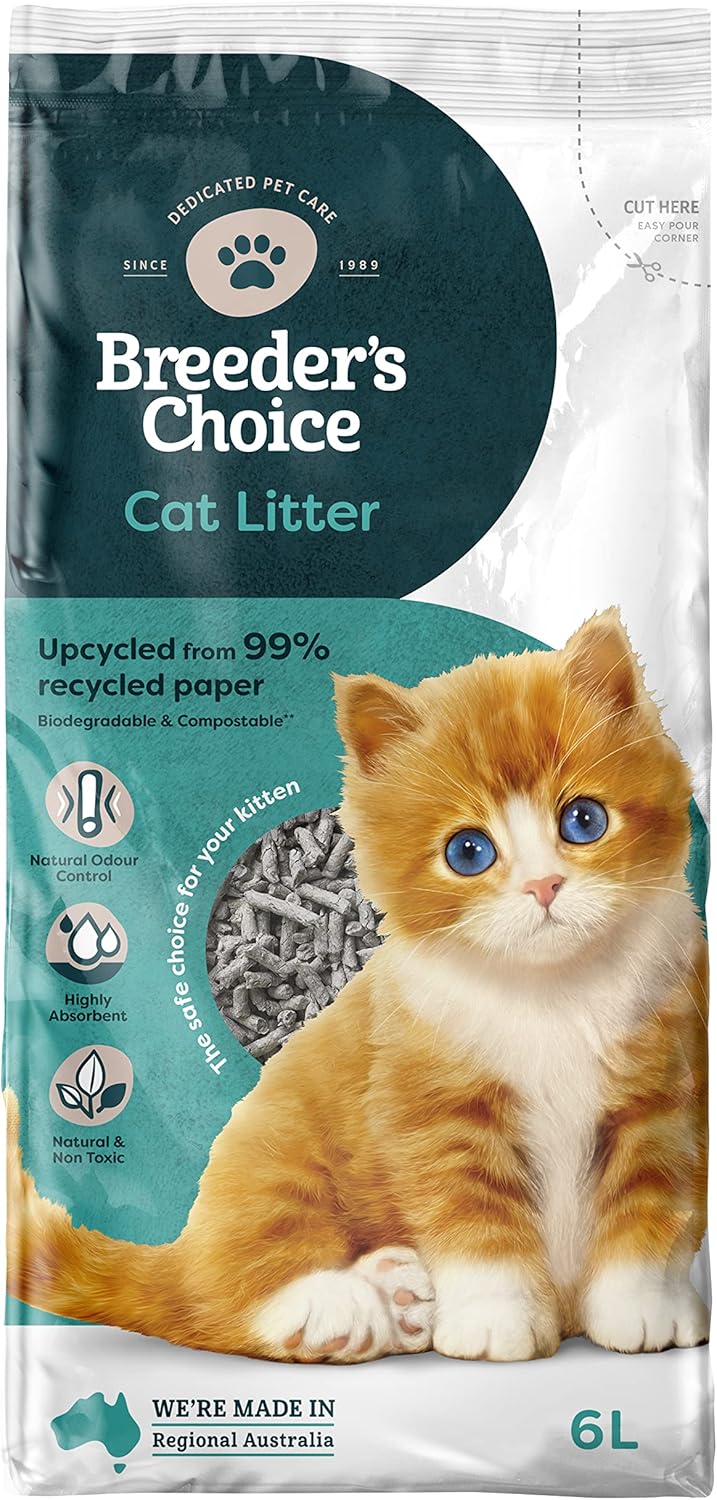 Breeders Choice 99 Percentage Recycled Paper Cat Litter 6 Litre Pet Supplies