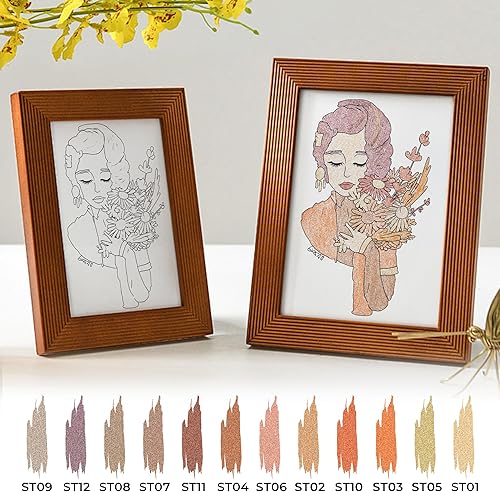 Miniatura 4 de Bolígrafos de gel retráctiles con purpurina, 12 colores de gran capacidad en tono de piel con purpurina metálica de tinta de gel de 0.039 in de