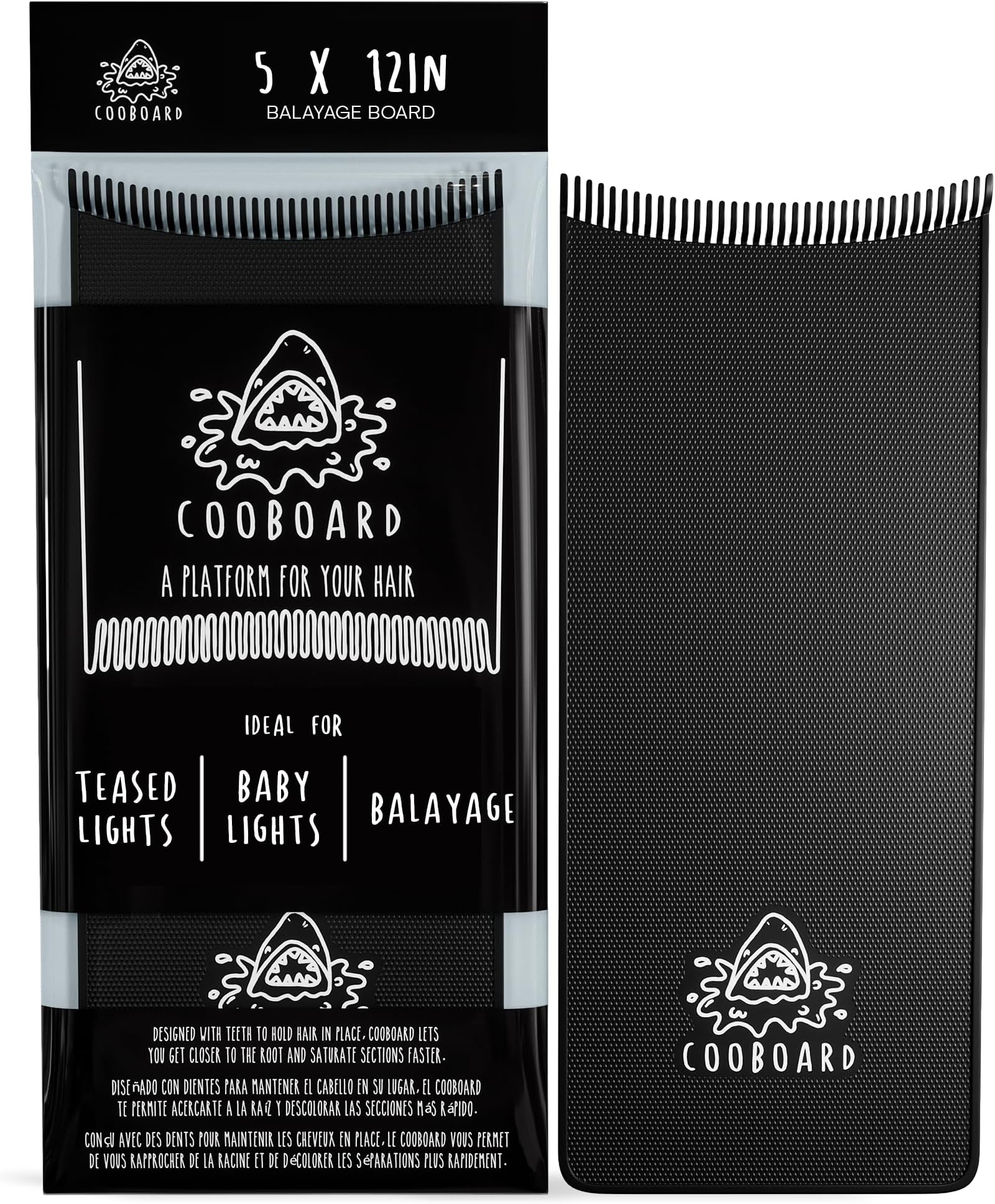 Cooboard Authentic Balayage Board with Teeth | Original Highlighting Paddle from The Maker of Hair Highlighting Kit | Easy to Clean, Sturdy, Lightweight (Black)