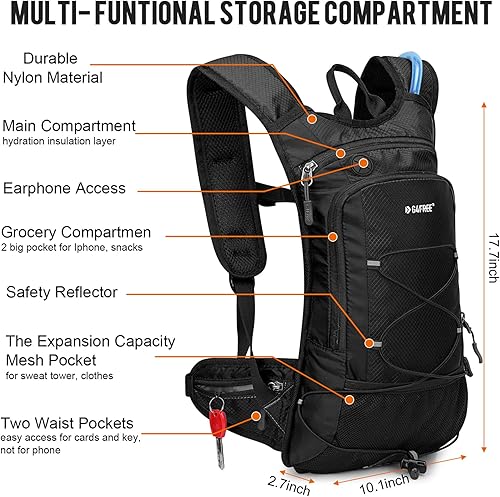 Miniatura 4 de G4Free Mochila de hidratación aislada con vejiga libre de BPA de 2L para correr al aire libre, senderismo, ciclismo, camping