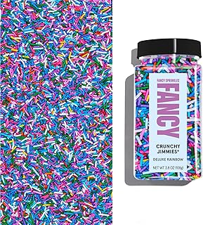 Fancy Sprinkles Deluxe Rainbow Crunchy Jimmies, Real Sugar, For Ice Cream, Cookies, Cakes, Cupcakes, Dessert Decorating, Bold, Mulit-Colored, Rainbow Sprinkles 1 Pack (0.5c)