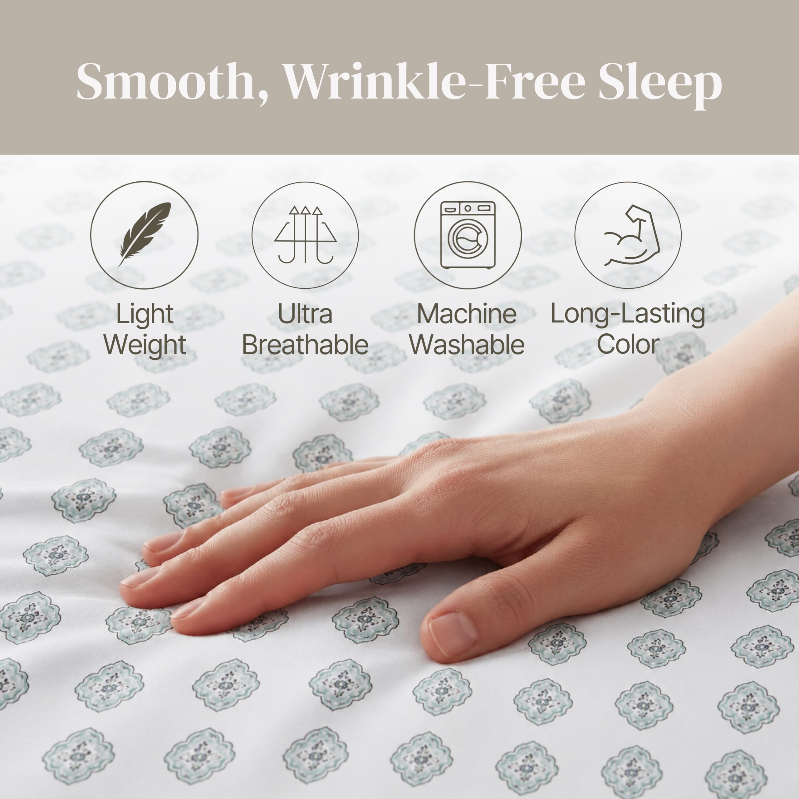 Modern Threads Lenzuola in morbida microfibra stampata – Lussuosa biancheria da letto in microfibra – Include lenzuolo piatto, lenzuolo con angoli con tasche profonde e federe Claire King