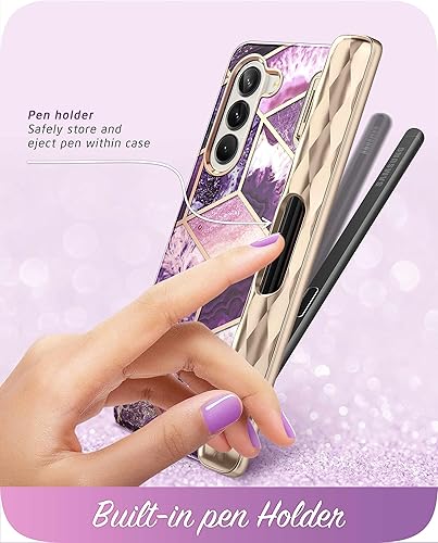 Miniatura 5 de i-Blason Cosmo - Funda para Samsung Galaxy Z Fold 5 con soporte para bolígrafo, protector de pantalla integrado, protección de bisagra, 3 fundas de
