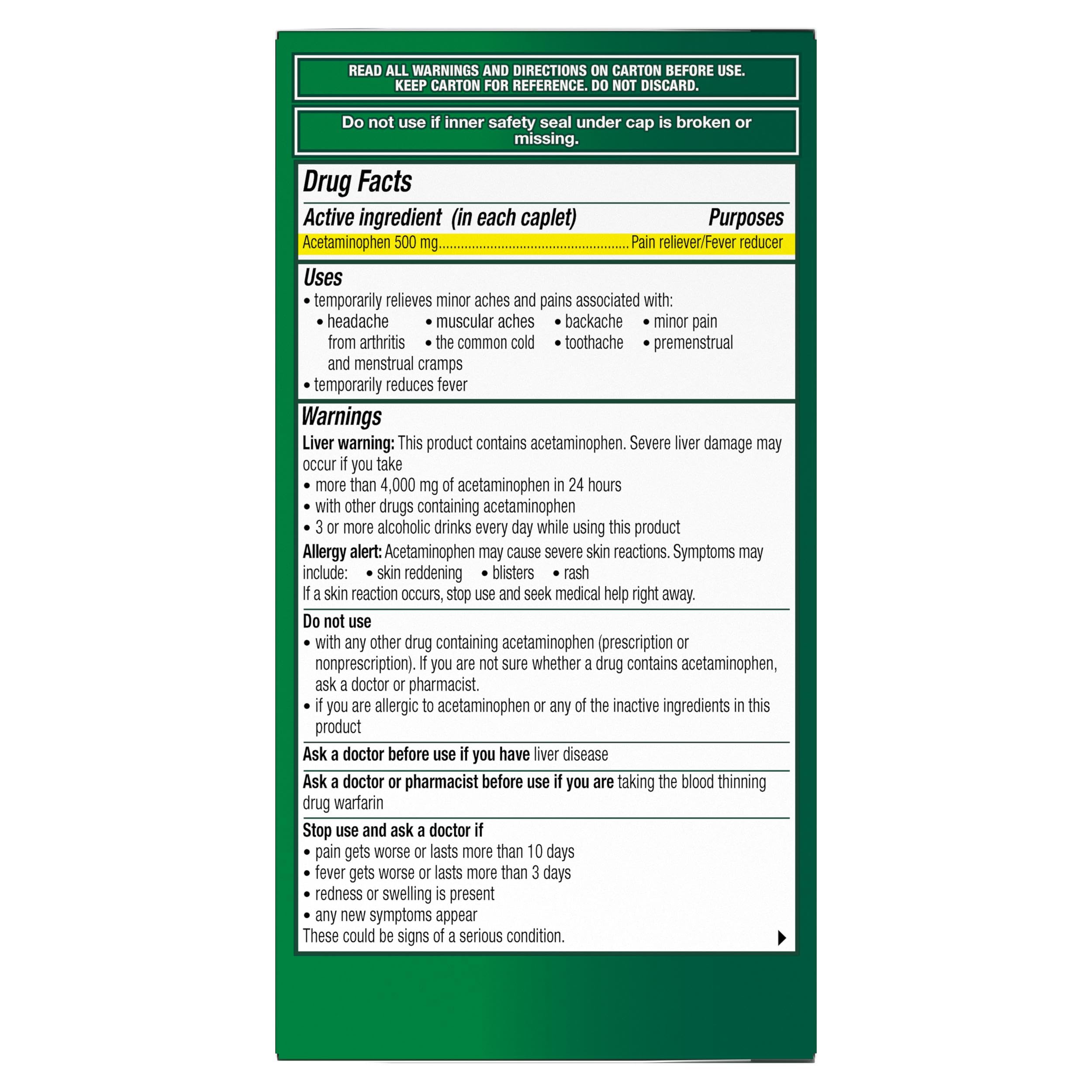 Excedrin Rapid Relief Caplets, 500mg Acetaminophen, 160 Count​ — Amazon image 10