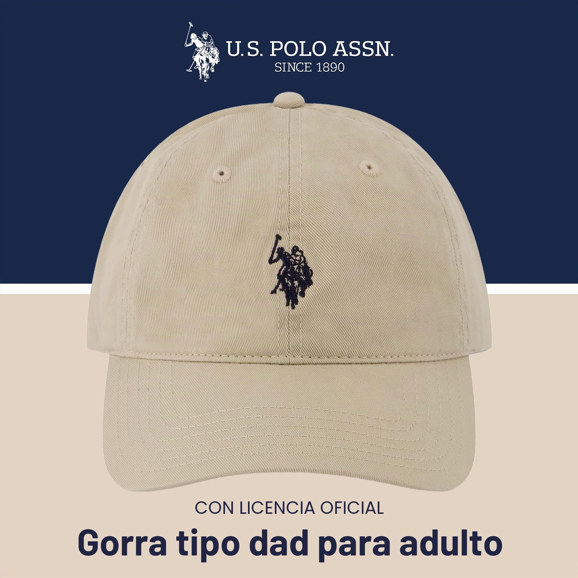 U.S. Polo Assn. Gorra de béisbol pequeña con logotipo de pony, 100 % algodón, gorra ajustable