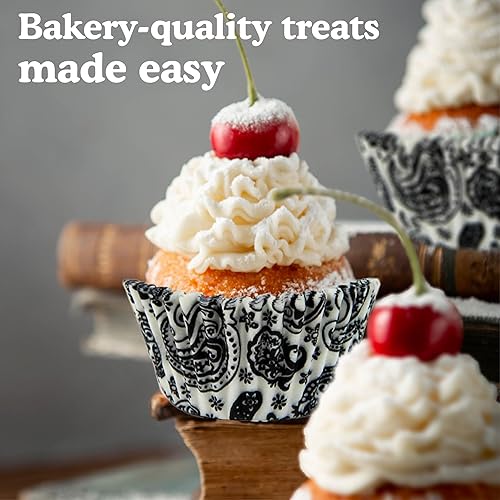 Vista 77 de Regency Wraps Vasos para hornear de grado profesional a prueba de grasa, paquete de 40 unidades, revestimientos estándar, lunares azul cobalto