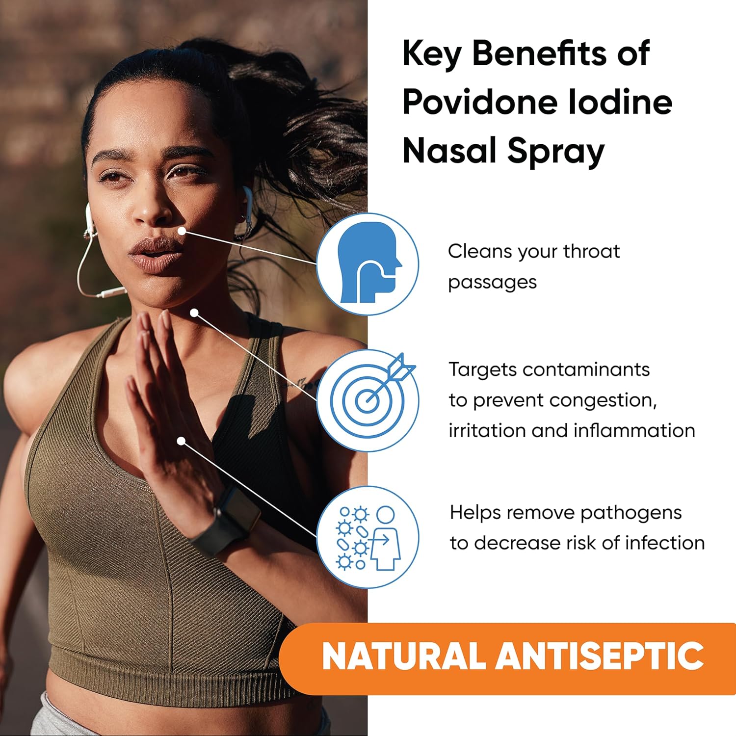 VIRALDINE 1.5% Povidone-Iodine Sore Throat Spray, Microplastic-Free Bottle, FSA Eligible, 60ml