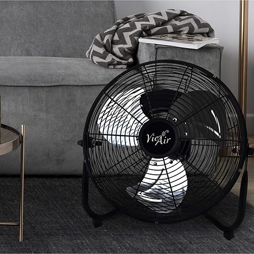 Miniatura 3 de Vie Air Ventilador de suelo de metal resistente industrial potente y silencioso de 12 pulgadas color negro