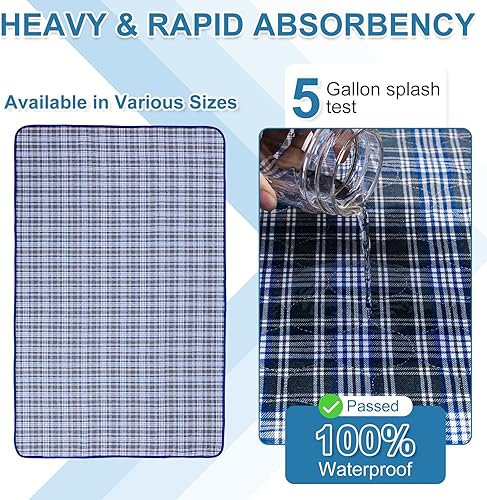 Miniatura 39 de OUTCREATOR Almohadillas de cama lavables de 34 x 56 pulgadas (paquete de 2), protector de colchón para incontinencia, almohadillas impermeables