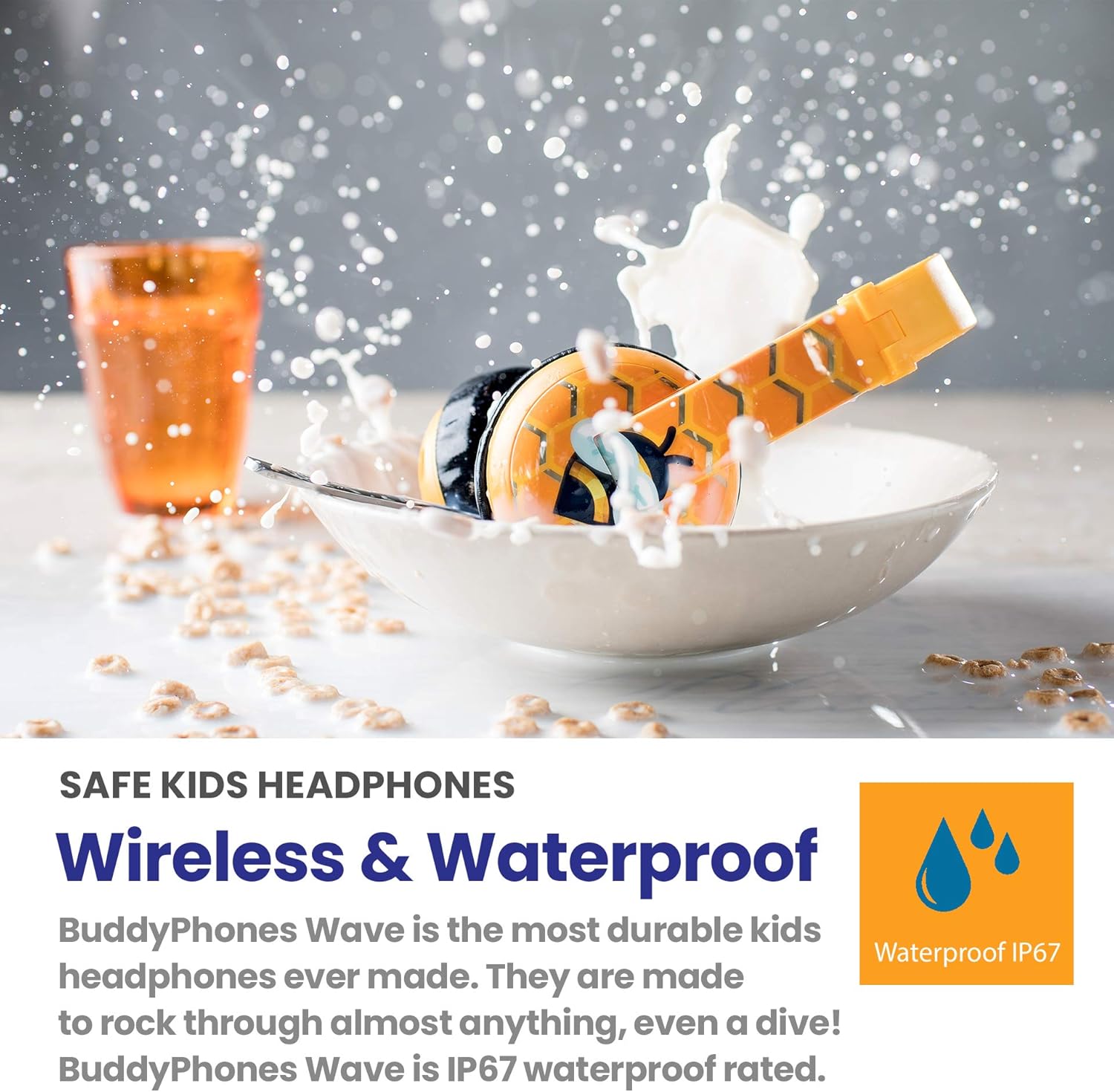 Exclusive Discount 80% Offer ONANOFF BuddyPhones Wave, Waterproof Wireless Bluetooth Volume-Limiting Kids Headphones, 18-Hour Battery Life, 4 Volume Settings, Built-in Microphone, Backup Cable for Sharing, Pink with Hardcase