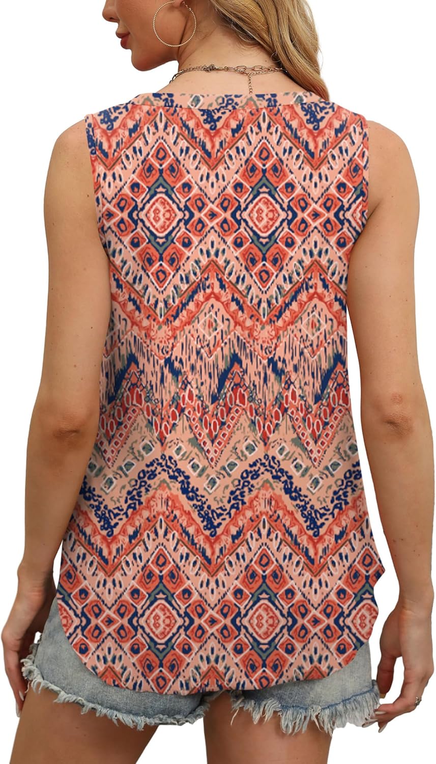 OFEEFAN Womens Tank Tops V Neck Sleeveless Flowy Loose Fit Basic Casual Summer Tops - Image 4