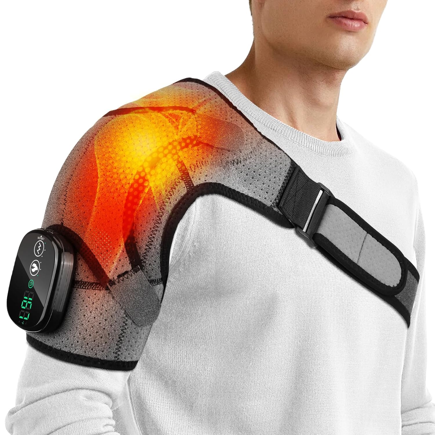 Cordless Shoulder Heating Pad Heated Shoulder Brace with Heating and Vibration for Shoulder Pain Relief Portable Shoulder Massager