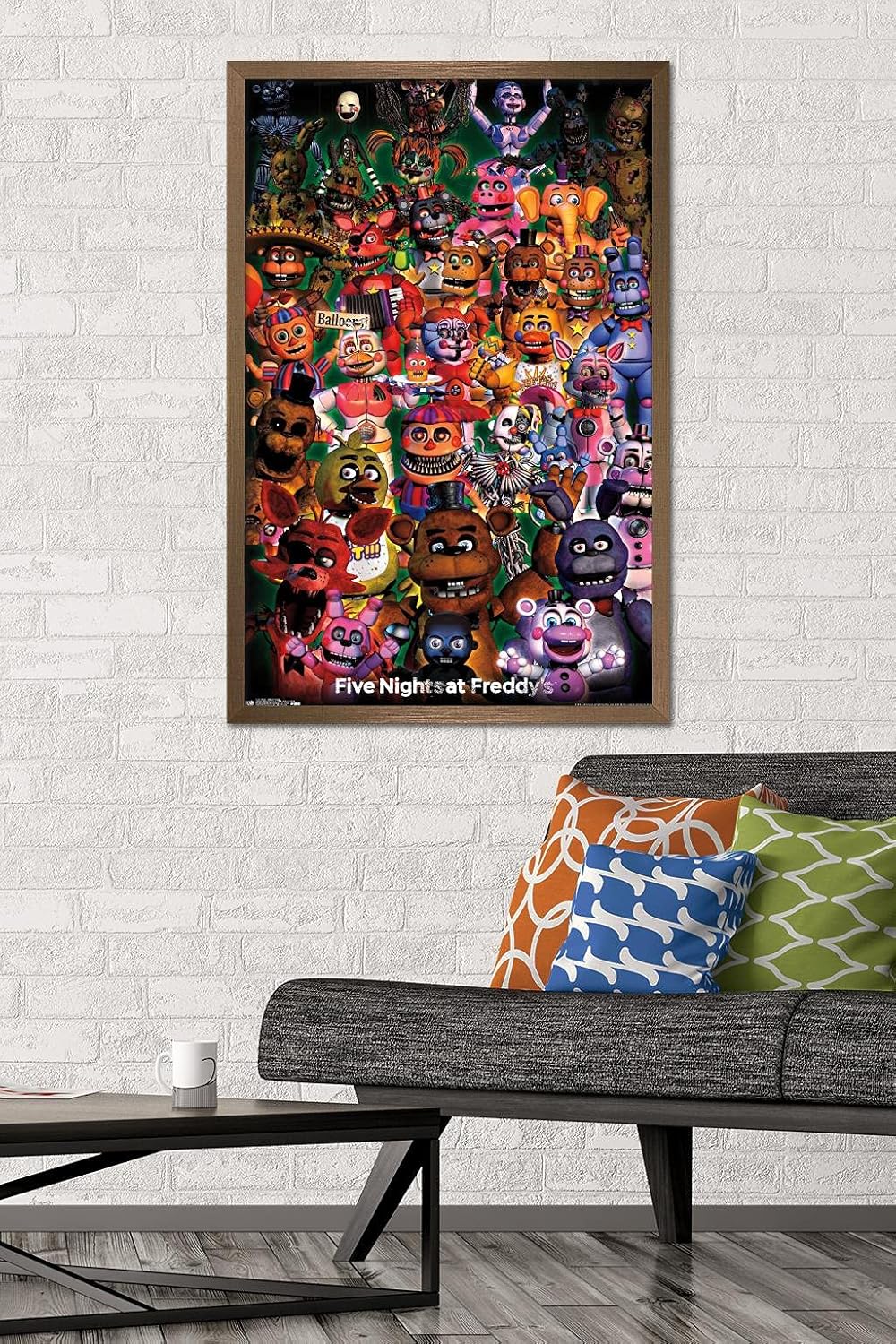 Trends International Five Nights at Freddy's - Ultimate Group Wall Poster, 22.375" x 34", Bronze Framed Version