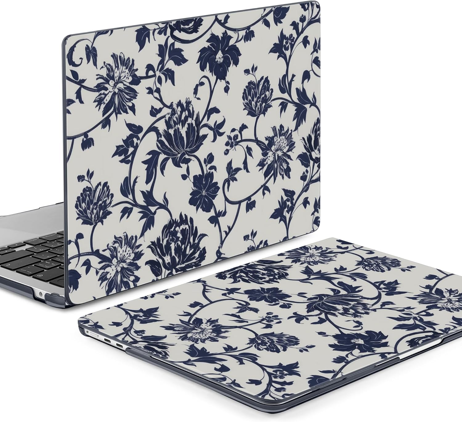Batianda Case for New MacBook Air 15 inch 2025 M4 2024 2023 Model A3241 A3114 M3 A2941 M2,Slim Lightweight Protective Shell with Creative Pattern with Keyboard Cover & Screen Protector, Navy Flowers - Image 7