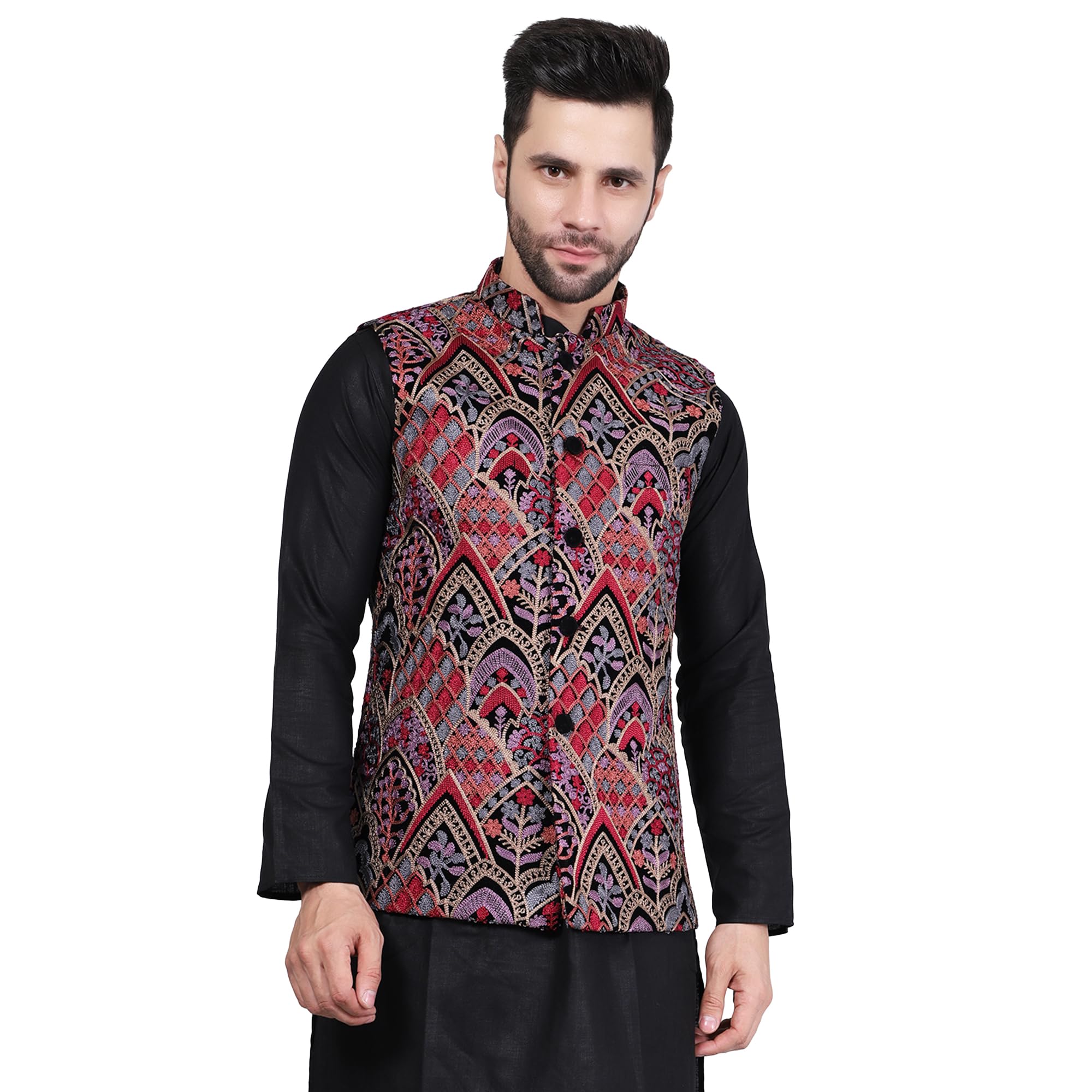 wintage Men's Embroidered Velvet Modi Nehru Jacket-picture-10