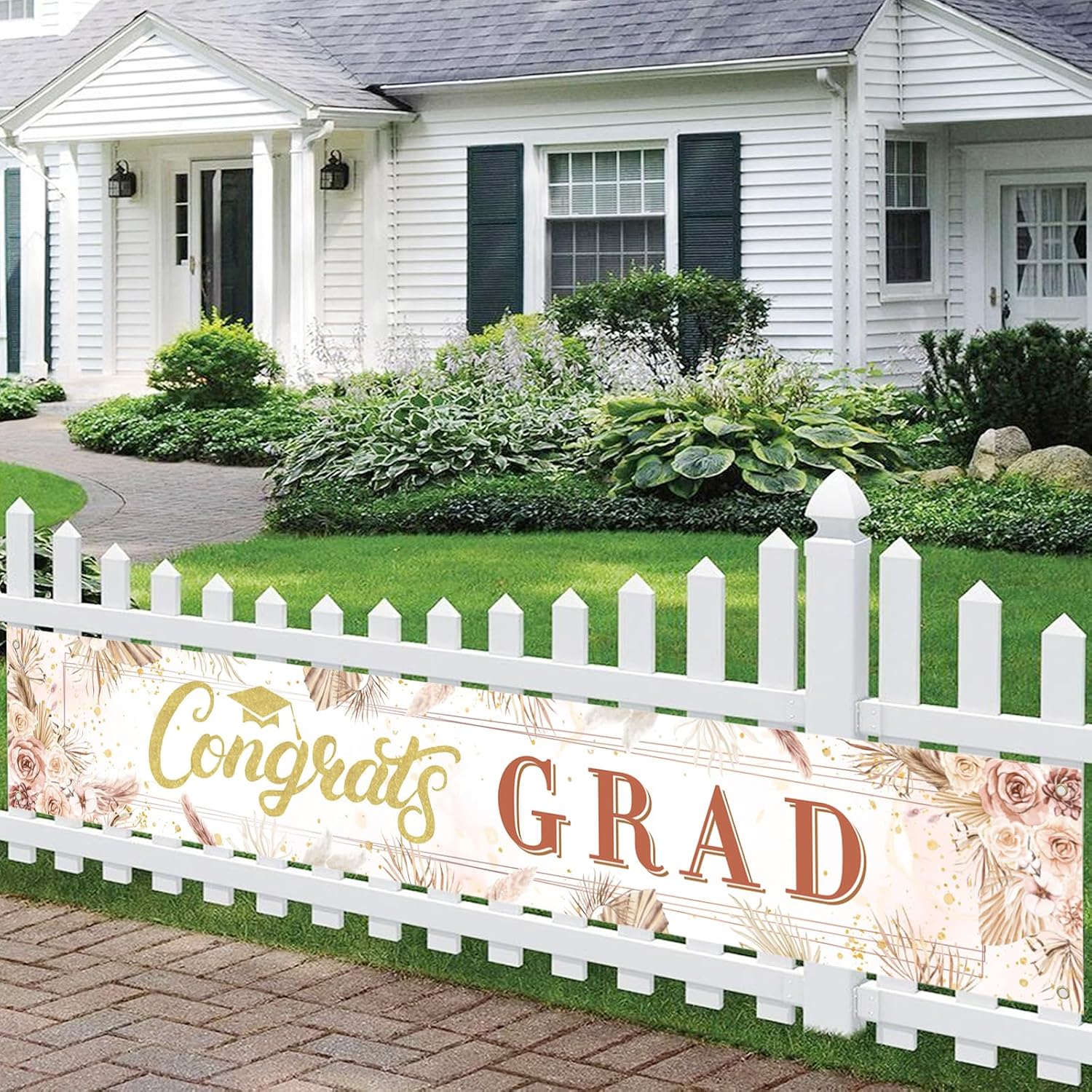 Boho Graduation Party Decorations Floral Wildflower Graduation Yard Banner Boho Congrats Grad Banner for Girls Class of 2026 Yard Sign Senior 2026 Celebration Decor for Grad Party Supplies