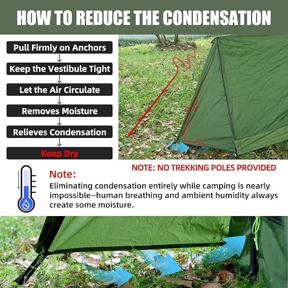 2 Person Trekking Pole Tent for Backpacking, Waterproof A-Frame (NO Poles)