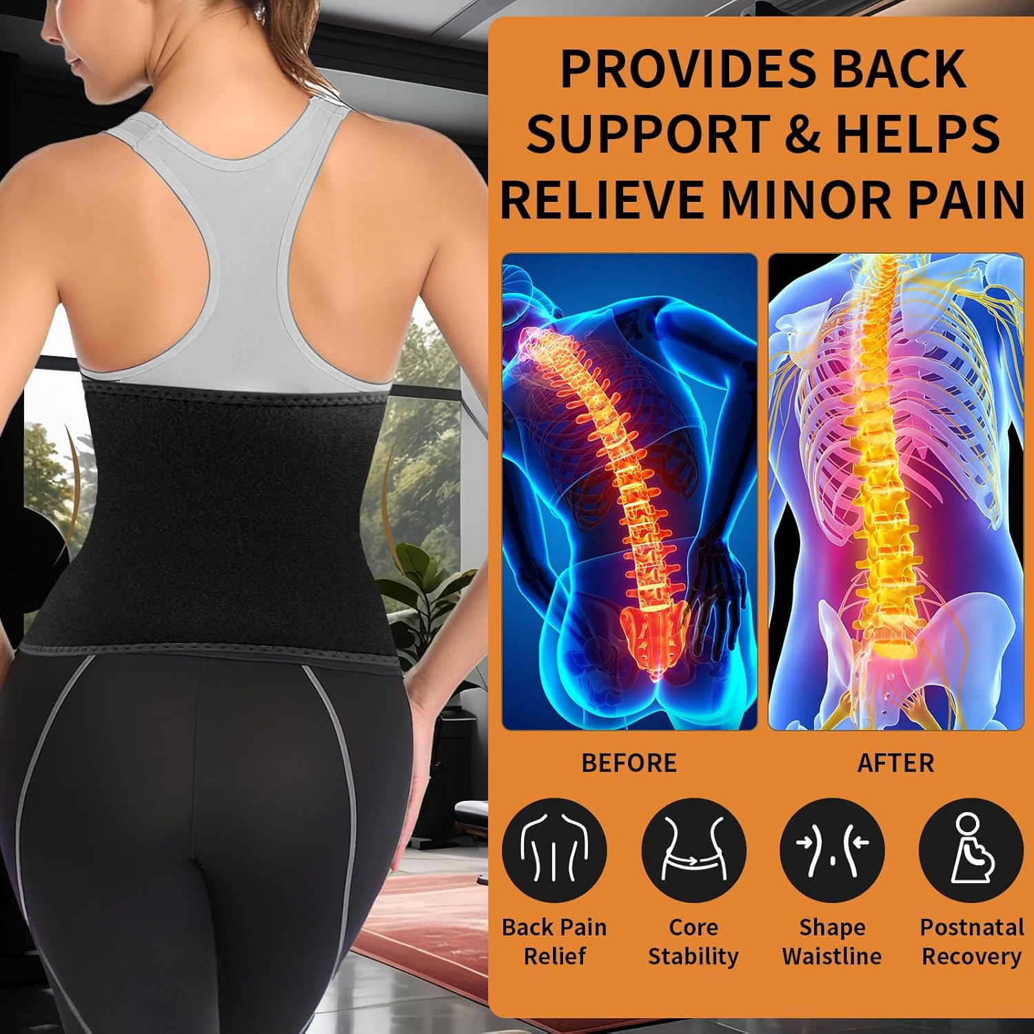 LKV Waist Trainer for Women Lower Belly Fat, Waist Trimmer Sweat Belt for Workout, Stomach Wrap Waist Sweat Band Body Shaper - Image 4