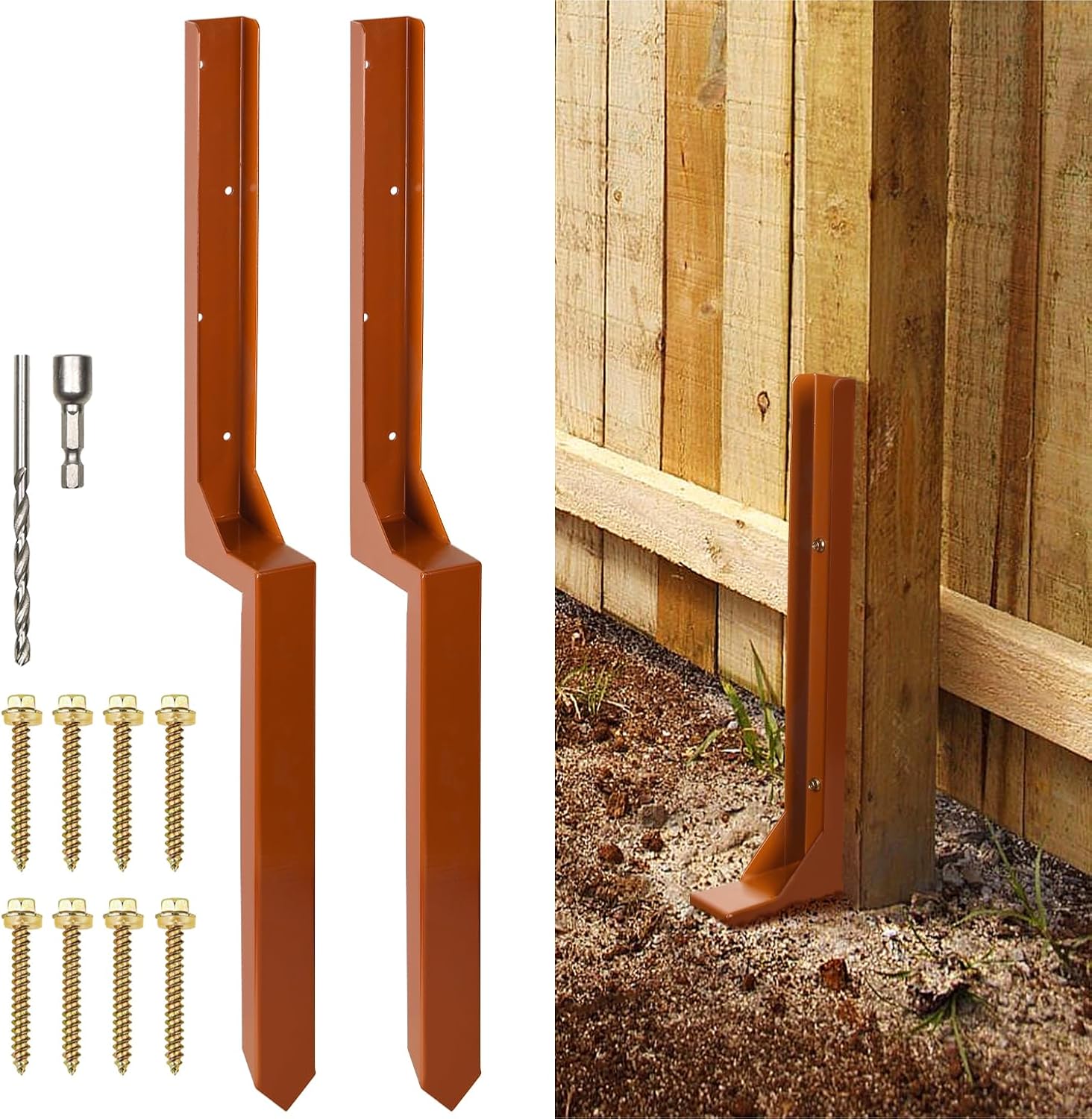 WIMART Fence Post Repair Kit, Heavy Duty Steel Fence Post
