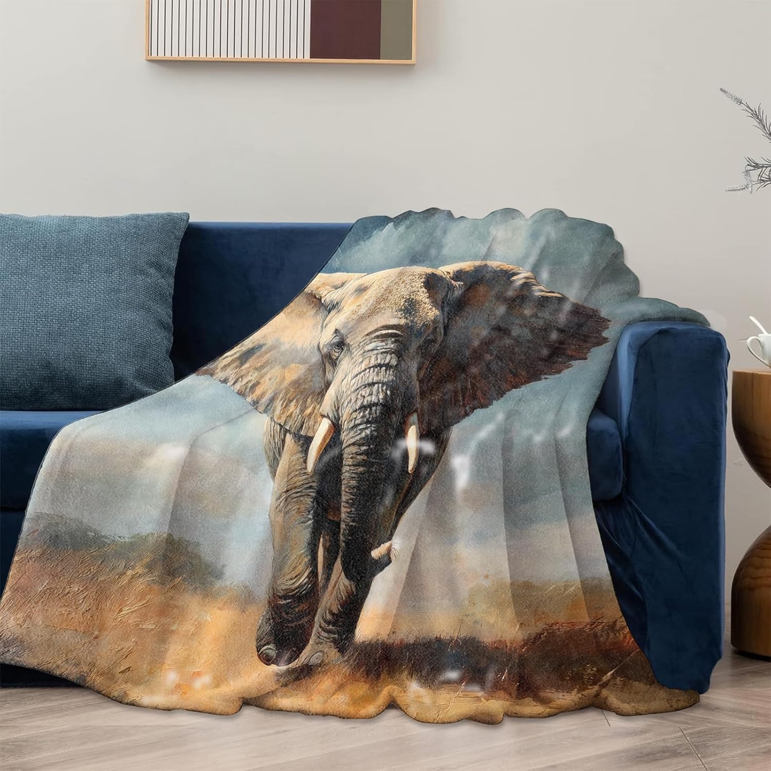Elephant Blanket, Elephant Flannel Blanket Gifts for Women, Soft Warm Lightweight Animal Print Blankets for Living Room Home Sofa Travel Decor 50" x 60" - Image 2