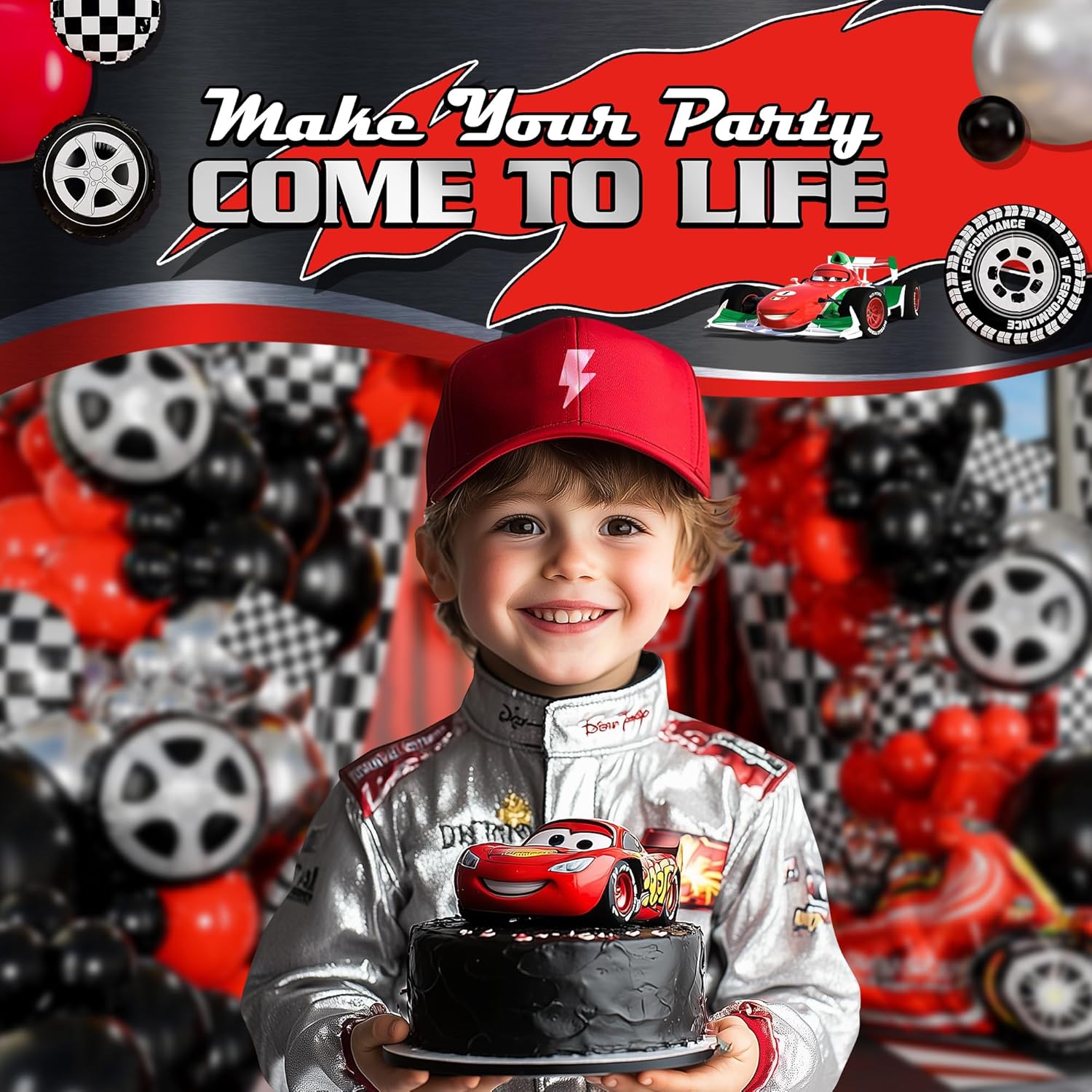 ALL-IN-1 Race Car Balloon Arch Kit with BONUS Trophy & Number 2 - Cars Balloon Garland Kit for Lightning McQueen Cars 2 Birthday Party Supplies & Hot Wheels Balloons RaceCars Decorations - Image 7